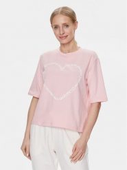 Guess T-Shirt V4RI07 K8FQ4 Różowy Boxy Fit. Czerwone t-shirty Guess, xs, z aplikacjami, z bawełny, bez kołnierzyka, bez ramiączek. Za 269.99 zł.