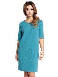 Be Wear Sukienka w kolorze turkusowym rozmiar: M. Niebieskie sukienki Be Wear, na co dzień, m, bez wzorów, bez kołnierzyka, bez ramiączek, mini, proste. Za 105.88 zł.