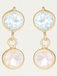 OR ÉCLAT Złote kolczyki "Duo Topaze et Quartz Rose" z topazami i różowymi kwarcami rozmiar: onesize. Niebieskie kolczyki OR ÉCLAT, z kwarcem, złote, z zapięciem typu bigiel. Za 608.99 zł.