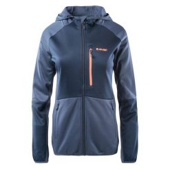 Damska Bluza Z Kapturem Camila Z Pełnym Zamkiem Błyskawicznym. Niebieskie bluzy Hi-tec, na zimę, s, bez wzorów, z kapturem. Za 101.99 zł.