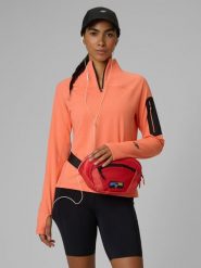 4F Bluza trekkingowa slim bez kaptura damska - pomarańczowa S. Brązowe bluzy 4f, l, bez wzorów, bez kaptura. Za 179.99 zł.