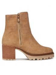 Rieker Botki Y9060-60 Brązowy. Brązowe botki Rieker, bez wzorów, ze skóry, bez obcasa, na słupku, bez zapięcia. Za 479.99 zł.
