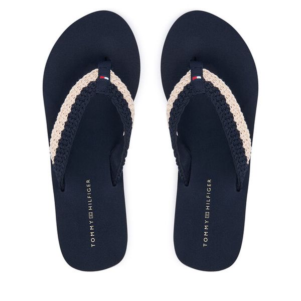 Japonki Tommy Hilfiger. Niebieskie klapki TOMMY HILFIGER, bez wzorów, bez obcasa. Za 229.99 zł.