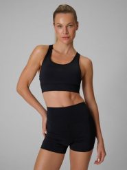 4F Biustonosz treningowy z niskim wsparciem damski - czarny XL. Czarne bielizna sportowa 4f, l, bez wzorów, z gumy. Za 99.99 zł.