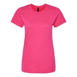 Damska Koszulka Softstyle O Średniej Grubości. Czerwone bluzki GILDAN, xl, bez wzorów, sportowe, bez kołnierzyka, bez ramiączek. Za 44.99 zł.