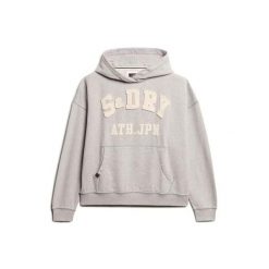 Bluza damska z kapturem Superdry Athletic Essentials. Szare bluzy sportowe Superdry, m, bez wzorów, prążkowane, z kapturem. Za 369.10 zł.