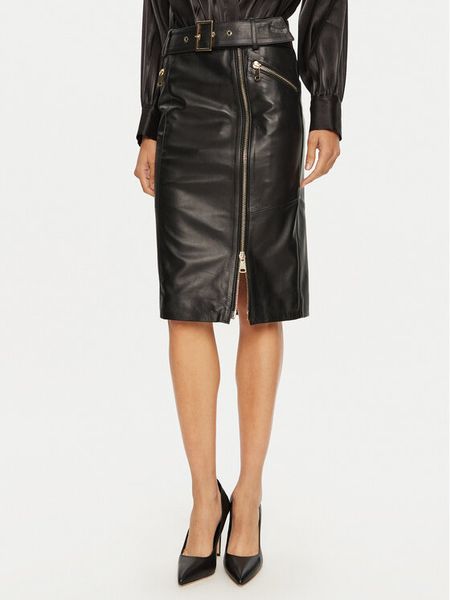 Babylon Spódnica skórzana S0252B Czarny Regular Fit. Czarne spódnice Babylon, s, bez wzorów, ze skóry. Za 949.99 zł.