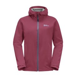 Kurtka przeciwdeszczowa damska Jack Wolfskin Highest Peak. Czerwone kurtki sportowe Jack Wolfskin, xs, bez wzorów, bez kaptura, trekkingowe. Za 439.99 zł.