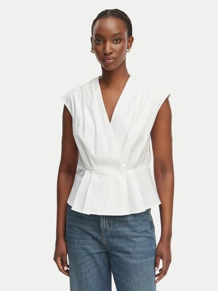 Marella Bluzka Bazar 2613161162 Biały Regular Fit. Białe bluzki Marella, bez wzorów, z bawełny, bez kołnierzyka, bez ramiączek. Za 579.99 zł.