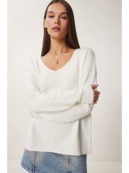 Happiness Istanbul Sweter w kolorze białym rozmiar: onesize. Białe swetry Happiness Istanbul, bez wzorów, ze splotem, bez ramiączek. Za 78.99 zł.