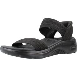 Sandały SKECHERS 140844S Czarny. Czarne sandały Skechers, bez wzorów, z tkaniny, bez obcasa, bez zapięcia. Za 278.99 zł.
