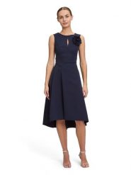 Vera Mont Sukienka w kolorze granatowym rozmiar: 46. Niebieskie sukienki Vera Mont, z aplikacjami, bez kołnierzyka, bez ramiączek, midi. Za 234.97 zł.