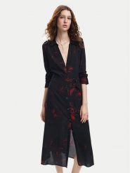 Desigual Sukienka koszulowa Scribbles Lacroix 24WWVW38 Czarny Regular Fit. Czarne sukienki Desigual, m, bez wzorów, z wiskozy, bez kołnierzyka, bez ramiączek, koszulowe. Za 349.99 zł.
