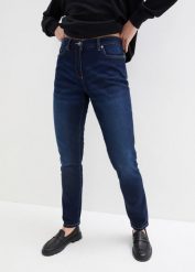 Dżinsy ze stretchem Boyfriend, Mid Waist. Niebieskie jeansy bonprix, bez wzorów. Za 127.99 zł.