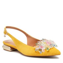 Sandały R.Polański. Żółte sandały R.Polański, bez wzorów, bez obcasa, na płaskiej podeszwie, bez zapięcia. Za 279.99 zł.