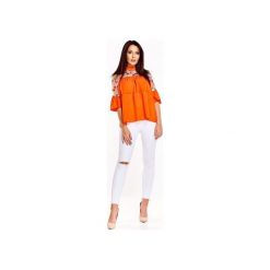 Falbaniasta bluzka z transparentną wstawką w kwiaty. Czerwone bluzki Bird, m, bez wzorów, bez kołnierzyka, bez ramiączek. Za 279.00 zł.