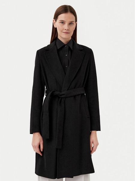 Motivi Płaszcz wełniany 0044Q000531N Czarny Regular Fit. Czarne płaszcze Motivi, na zimę, bez wzorów, z wełny, bez kaptura. Za 649.99 zł.