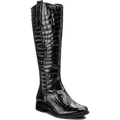 Kozaki GABOR - 71.646.97 Schwarz. Czarne kozaki Gabor, z materiału, bez obcasa, bez zapięcia. W wyprzedaży za 499.00 zł.