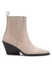 Badura Botki COIMBRA-110432 Biały. Białe botki Badura, bez wzorów, ze skóry, bez obcasa, na słupku, bez zapięcia. Za 399.99 zł.