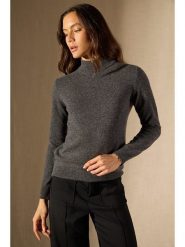 Perfect Cashmere Kaszmirowy sweter "Evelina" w kolorze antracytowym rozmiar: L. Czarne swetry Perfect Cashmere, l, bez wzorów, z kaszmiru, bez ramiączek. Za 453.95 zł.