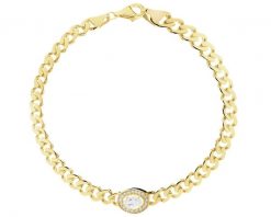 Złota bransoletka z kwarcem syntetycznym i cyrkoniami. Żółte bransoletki Apart, z cyrkonią, złote. Za 6,299.00 zł.