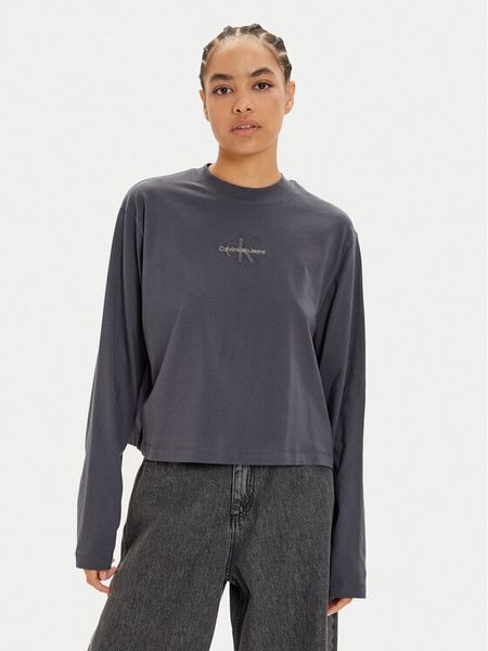 Calvin Klein Jeans Bluzka Monologo J20J224200 Szary Relaxed Fit. Szare bluzki Calvin Klein Jeans, s, bez wzorów, z bawełny, bez kołnierzyka, bez ramiączek. Za 209.99 zł.