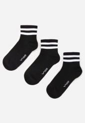 Czarne 3-Pack Skarpety Bawełniane za Kostkę ze Wzorem w Paski Nargaia. Czarne skarpety Renee, bez wzorów, z bawełny. Za 29.99 zł.
