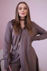 Komplet dresowy bluza z dłuższym bokiem mocca. Bluzy KESI, l, bez wzorów, z bawełny, bez kaptura. Za 334.56 zł.