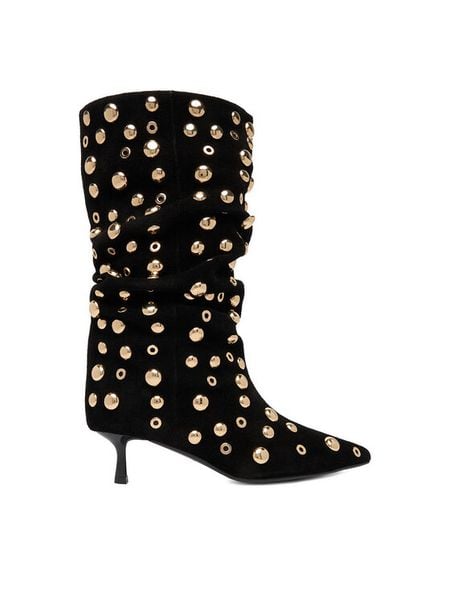 Eva Minge Botki EO-TESS-2117-05 Czarny. Czarne botki Eva Minge, bez wzorów, ze skóry, bez obcasa, na szpilce, bez zapięcia. Za 429.99 zł.