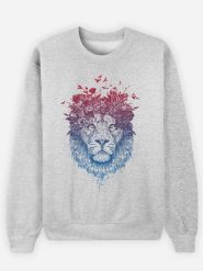 WOOOP Bluza "Floral Lion" w kolorze szarym rozmiar: XXL. Szare bluzy Wooop, xxl, bez wzorów, z bawełny, bez kaptura. Za 108.99 zł.
