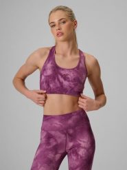 4F Biustonosz treningowy z niskim wsparciem damski - fioletowy S. Fioletowe bielizna sportowa 4f, s, bez wzorów, z gumy. Za 119.99 zł.