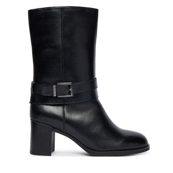 Botki Tamaris. Czarne botki Tamaris, bez wzorów, bez obcasa, na słupku, bez zapięcia. Za 319.99 zł.