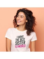 WOOOP Koszulka "I have the best sister in the world" w kolorze białym rozmiar: XXL. Białe bluzki Wooop, xxl, bez wzorów, bez kołnierzyka, bez ramiączek. Za 56.99 zł.