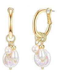 Yamato Pearls Pozłacane kolczyki-kreole z perłami rozmiar: onesize. Białe kolczyki Yamato Pearls, z perłą, metalowe. Za 118.84 zł.