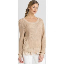 SWETER Patrizia Pepe. Brązowe swetry Patrizia Pepe, l, z aplikacjami, z materiału, bez ramiączek. Za 503.40 zł.