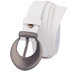 Pasek skórzany BELTIMORE r.80-95 cm O03 BIAŁY. Białe paski bez wzorów. Za 54.99 zł.