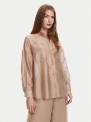 Bomboogie Koszula SW9007TLYA5 Beżowy Relaxed Fit. Brązowe koszule Bomboogie, bez wzorów, z lyocellu, bez kołnierzyka, bez ramiączek. Za 319.99 zł.