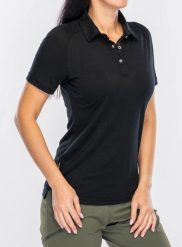Koszulka polo damska Sensor Merino Active Polo Tee SS. Czarne koszulki polo Sensor, l, bez wzorów, z materiału, bez kołnierzyka, bez ramiączek. Za 356.39 zł.