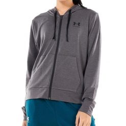 Bluza sportowa damska Under Armour Rival Terry Full Zip Hoodie. Szare bluzy Under Armour, s, bez wzorów, z elastanu, z kapturem. Za 305.99 zł.