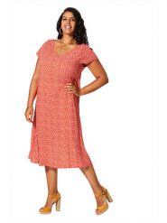 Aller Simplement Sukienka w kolorze czerwonym rozmiar: 42/44. Czerwone sukienki Aller Simplement, bez wzorów, z wiskozy, klasyczne, bez kołnierzyka, bez ramiączek, midi. Za 100.99 zł.