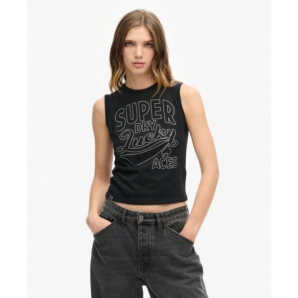 Kamizelka Slim z Retro Ozdobami. Czarne bielizna sportowa Superdry, bez wzorów. W wyprzedaży za 159.65 zł.