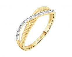 Pierścionek z żółtego złota z diamentami - 0,10 ct - próba 585. Żółte pierścionki Apart, z diamentem, złote. Za 2,790.00 zł.