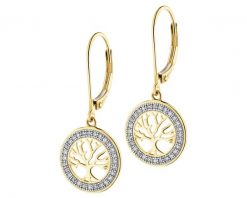 Kolczyki z żółtego złota z diamentami - drzewka - 0,15 ct - próba 585. Żółte kolczyki Apart, z diamentem, złote. Za 2,690.00 zł.