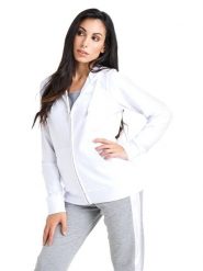 Bluza miękki z bawełna z kaptur na co dzień. Białe bluzy LEONE 1947 APPAREL, s, bez wzorów, z bawełny, bez kaptura. Za 231.51 zł.