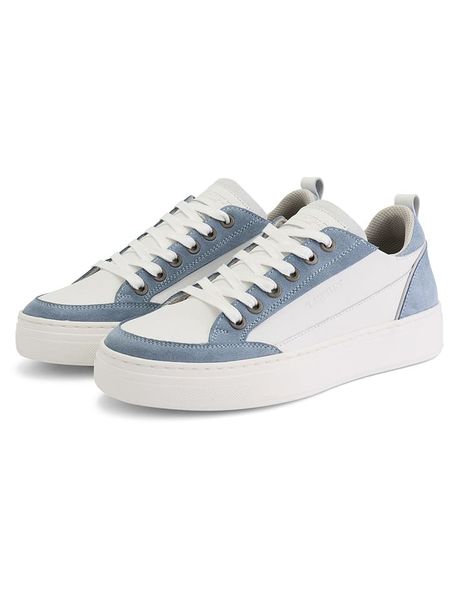 TRAVELIN' Skórzane sneakersy "Caris" w kolorze biało-niebieskim rozmiar: 39. Białe trampki Travelin', bez wzorów, bez zapięcia. Za 358.48 zł.