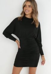 Czarna Sukienka Sihn. Czarne sukienki Born2be, l, bez wzorów, z tkaniny, bez kołnierzyka, bez ramiączek, mini, dopasowane. Za 129.99 zł.