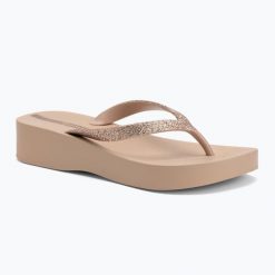 Japonki damskie Ipanema Mesh Chic Plat. Brązowe klapki Ipanema, bez wzorów, z gumy, bez obcasa. Za 109.99 zł.