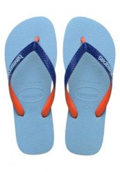 Japonki Havaianas Top Mix. Niebieskie klapki Havaianas, bez wzorów, z materiału, bez obcasa. Za 83.99 zł.