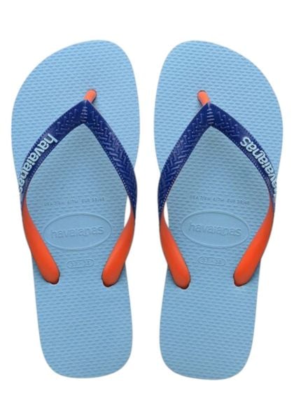 Japonki Havaianas Top Mix. Niebieskie klapki Havaianas, bez wzorów, z materiału, bez obcasa. Za 83.99 zł.