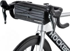 Wodoodporna torba na kierownicę rowerową z paskiem na ramię. Czarne torby na ramię ROCKBROS, bez wzorów, z materiału, biznesowe, na ramię, duże, bez dodatków. Za 83.20 zł.